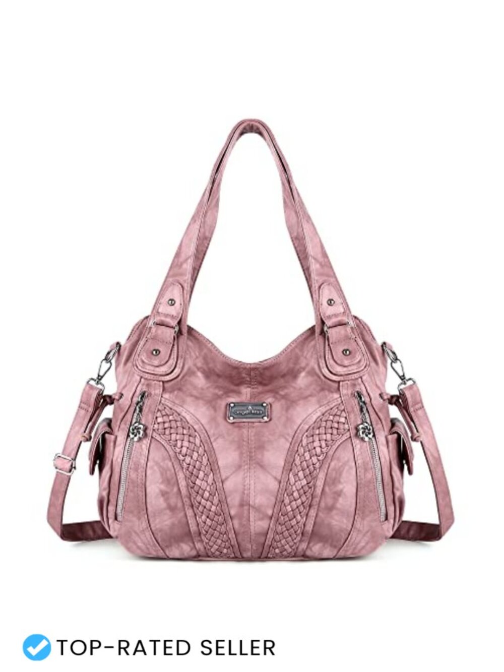 Washed Synthetic Leather Tote Bag Shoulder Satchel Top Handle